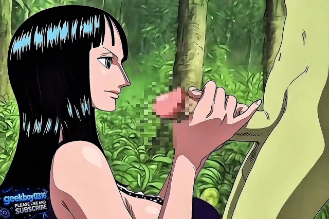 Nico Robin sex with green ugly goblin (old cartoon style)