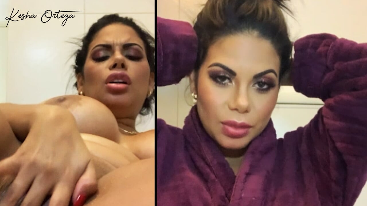 Ateşli af esmer Kesha Ortega şişman bir dildoyla oynuyor!