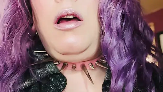 Purple Haired Smoking Goth Tina Snua Smokes Close Up - Coughing Smoke Drifts OMI OME Snap Inhales