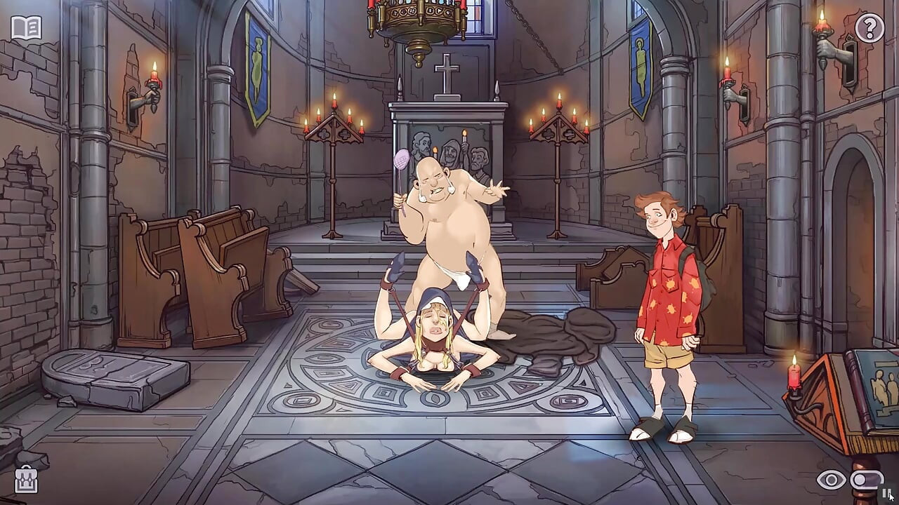 Jerry the Wanker Hentai game  Ep.2 Naughty priest is SPANKING the DEMON out of that sexy NUN !
