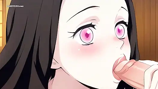 Nezuko'nun pembe dudakları yarağına dolanıyor - yumuşak, sıcak, aç - yapay zeka