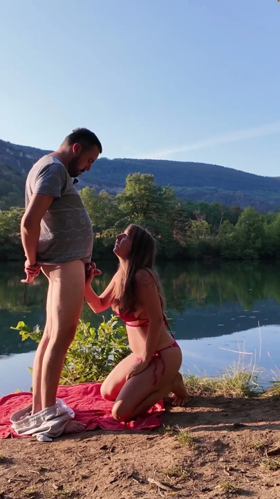 Gerçek çift vahşi kamp - doggy ve creampie temizliği | Klip 1