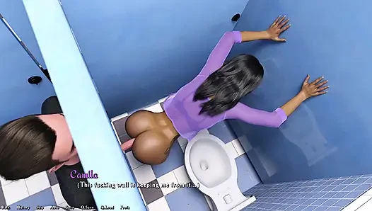 Camila's bahenol ass hard with a stranger through the glory hole bathroom door