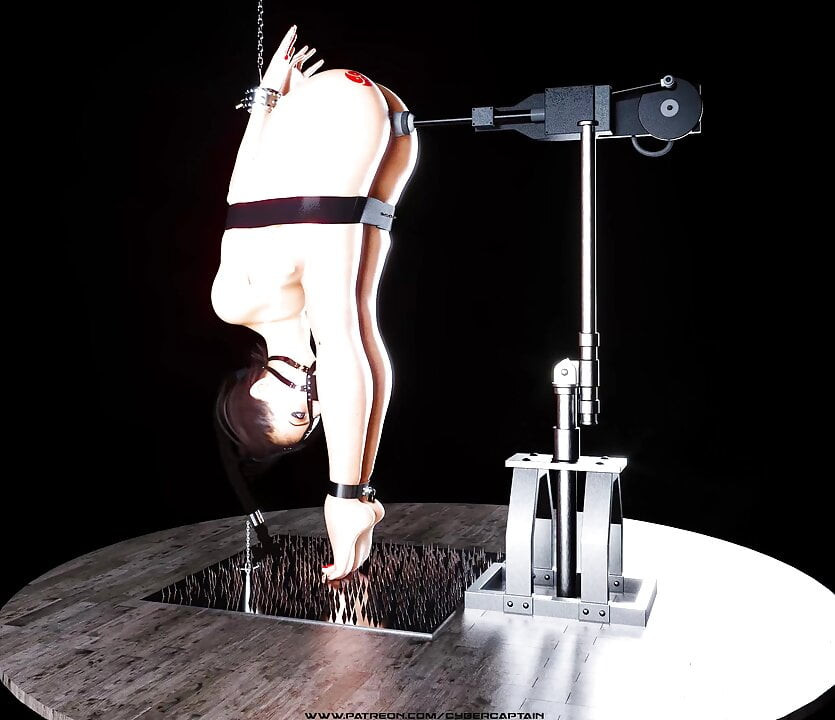 Gagged köle zincirlenmiş yukarı 3d bdsm esaret animasyon