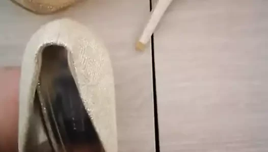 Gold high heels