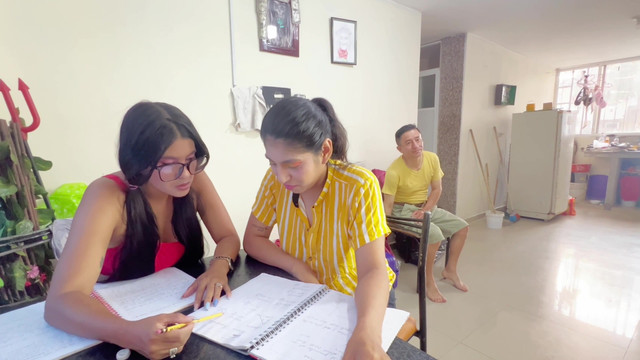 Perverted green old man fucks the two lesbian college students.