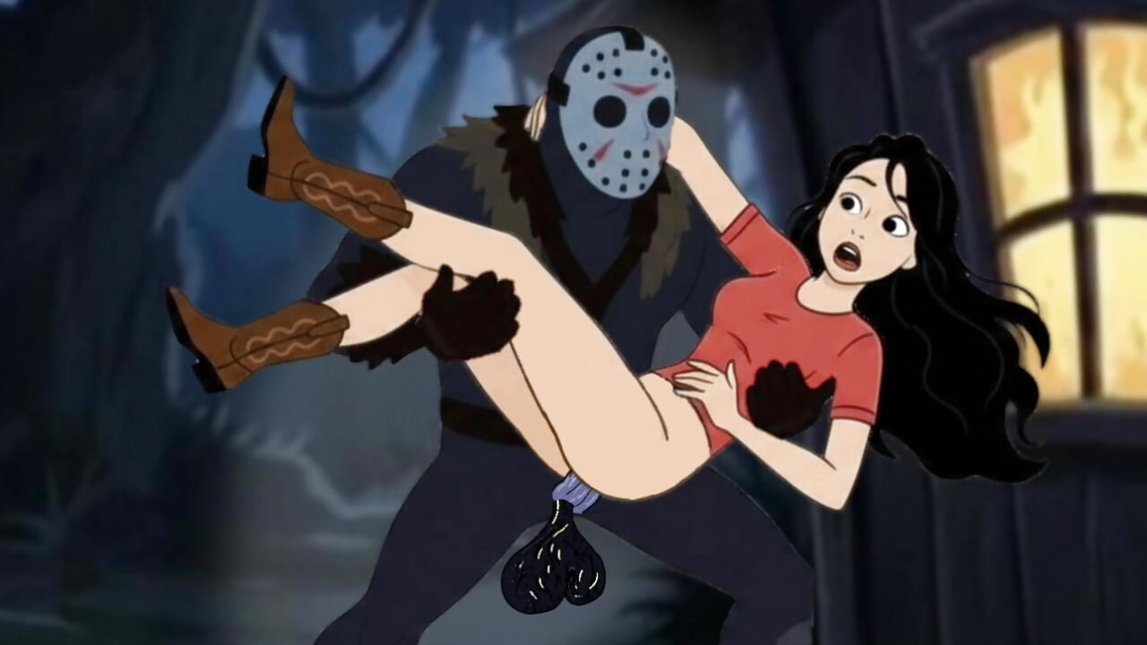 Cadılar Bayramı Özel . Jason Crystal Lake kampında üniversiteli kızlarla sikişiyor. Ayın 13'ü Cuma. Parodi. Karikatür
