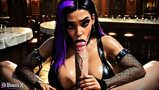 Gotik latin sürtük perili malikanede sikiliyor - sakso, meme sikişi ve dölleme (4k yapay zeka oluşturuldu)