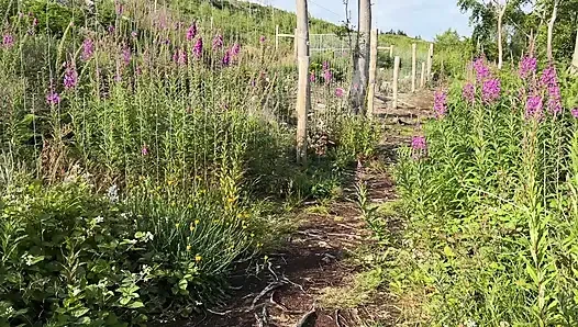 Girl can't gold her pee and pissing again outdoor, compilation