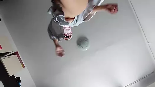 Sexy mom dances naked at home Brunette hairy pussy, big ass, big tits.