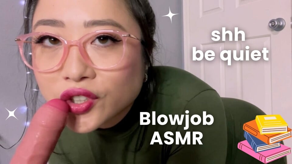 Ateşli Asyalı kütüphaneci seni susturmak için döl yutuyor -asmr sakso