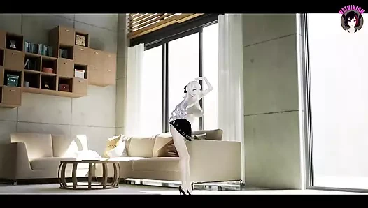 Seksi okul eteğinde haku - ateşli dans ve kademeli soyunma