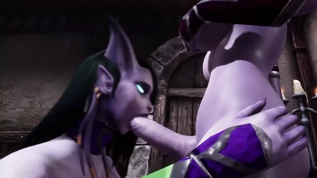 Draenei futa dickgirl bir yarak kızı tarafından sakso çekiyor - warcraft porno parodi