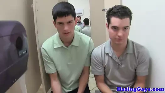 College hunk doggystyled in campus hazing