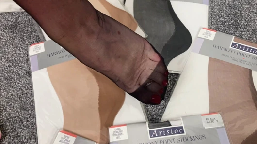 Mrs Mature Feet wearing her original Harmony Points