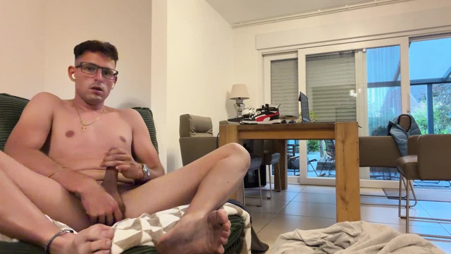 Hot German guy jerks his cock until he shoots his juicy load.