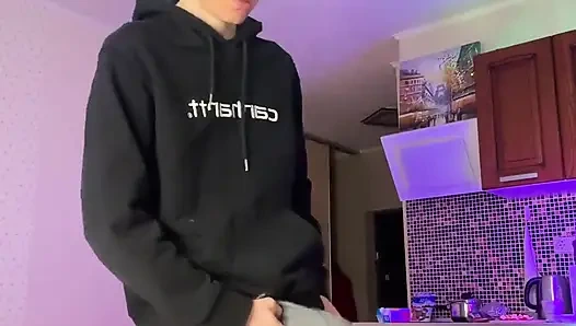 Skinny Boy Making a Huge Mess with His Thick Dick