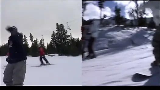 Snowboard yapıyor, yarak emiyor ve ciddi, sürtük seks