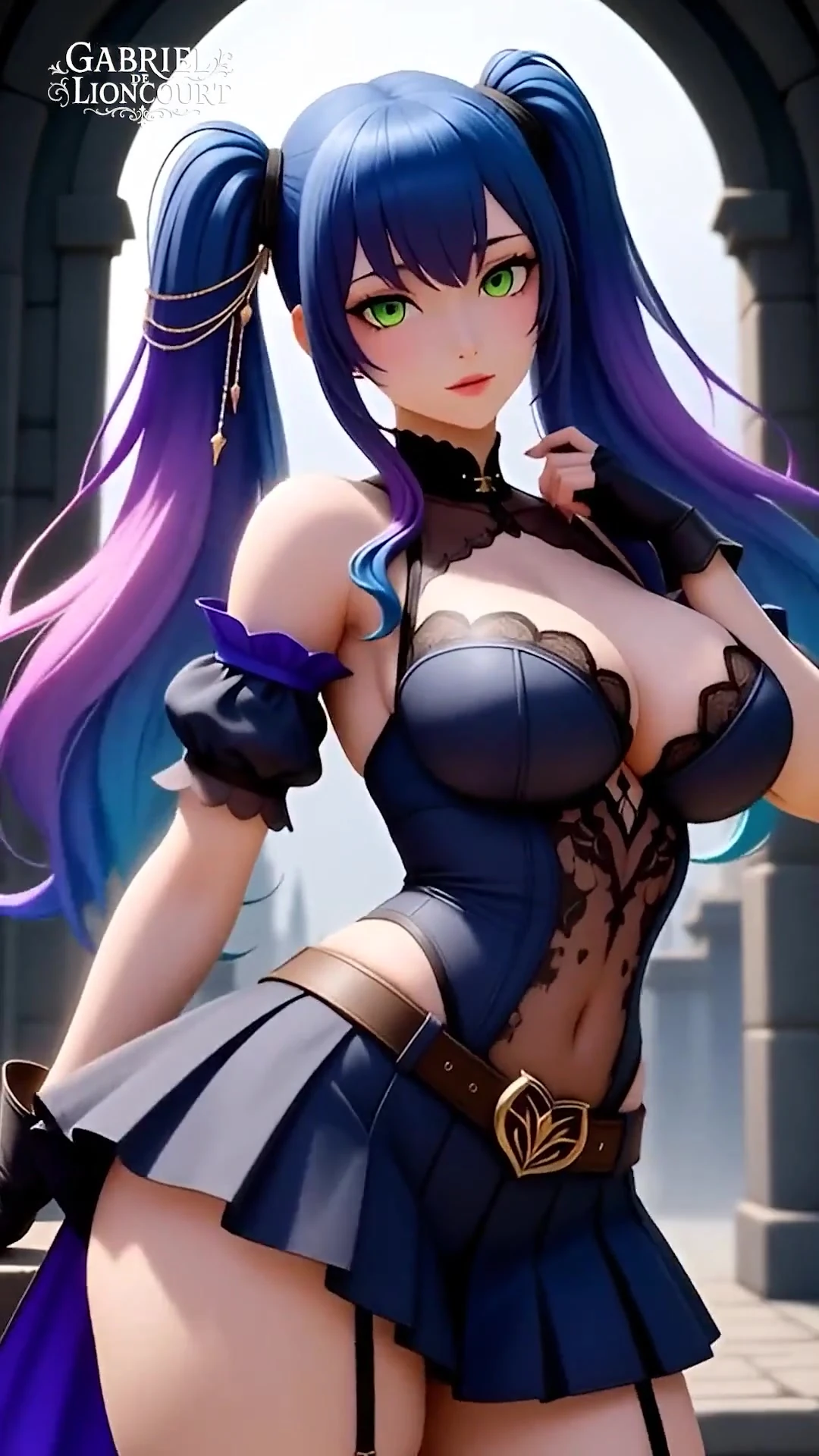 Hentai Gothic Girls with Dyed Hair Showing off Their Big Tits 2