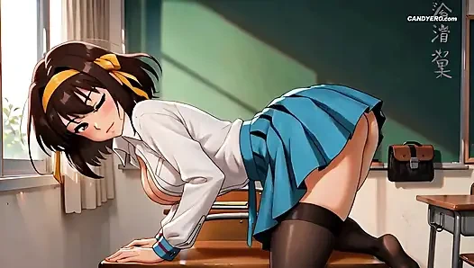 Bir okul sınıfında çifte penetrasyonlu grup seks (yapay zeka)