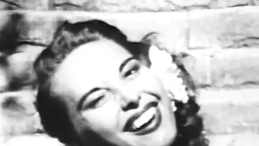 Jean üstsüz bahçede (vintage 1950'ler pin-up)