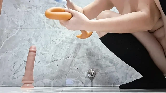 Slinky yılan ve dildo ile dap çift anal, bonus güzel etli delik genişletme