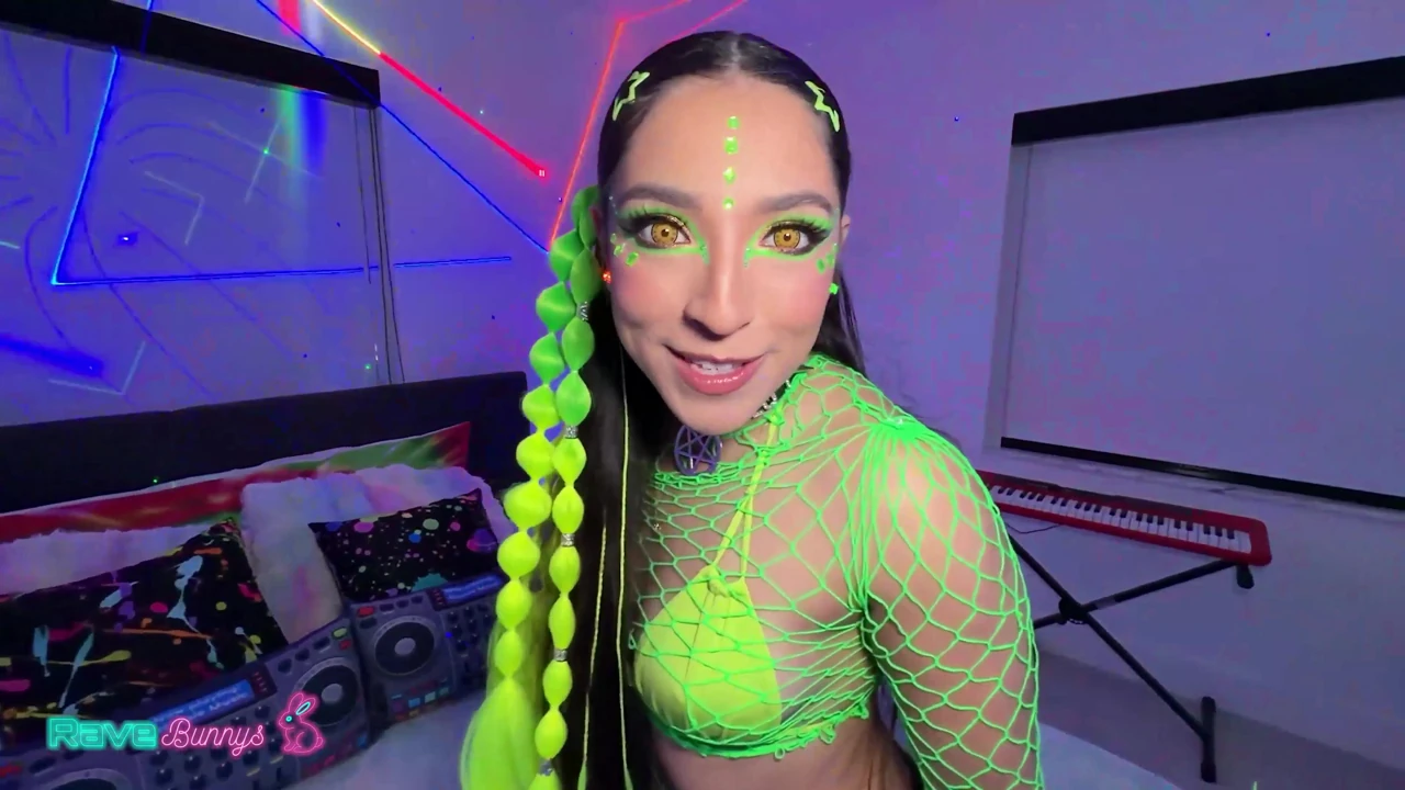 Madison Wilde Stuffs a Glowstick Deep and Rides Until He Creampies Her