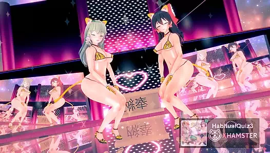 Touhou proje dizisi hai phut hon kaplan çizgili bikini okulu reimu hakurei ve sanae kochiya