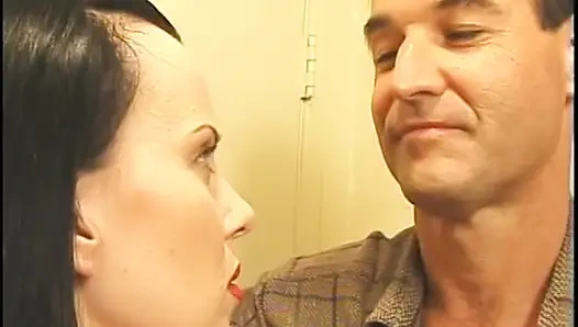 Leggy Brunette with Great Tits Fucked in Her Hairy Pussy After Blow Job on Sofa