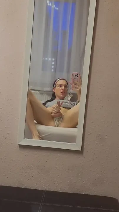 Cute femboy waiting for daddy to come home and plays with ass and dick