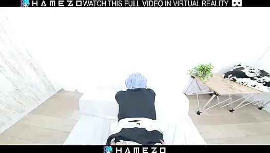 Japon azgın hizmetçi Cocoa Shirayuki sanal gerçeklikte ateşli bir sikişiyor.
