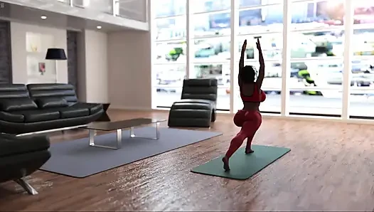 Üvey anne yoga için yardım istiyor ama üvey oğlu ağzını sikiyor