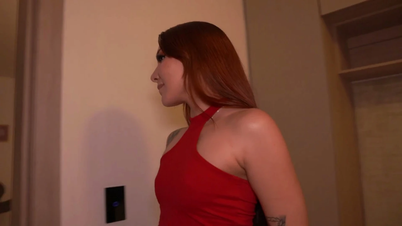 Redhead bumps into her stepfather’s huge cock in the shower