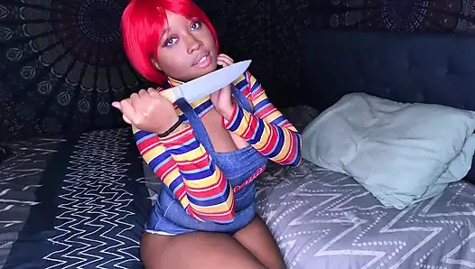 Hd Nina Rivera cadılar bayramı için chucky olarak amını ve götünü sikiyor