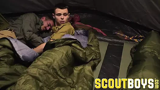 ScoutBoys Scout twink Oliver James and bud sneak bareback tent sex