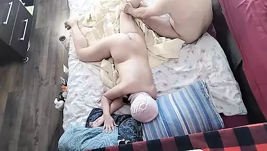 Amateur couple, sensual oil massage on the body.