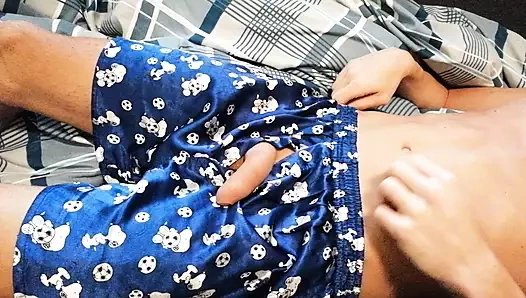 Young boy plays with here cock