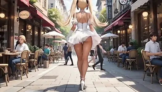 Rumi ile yürüyüş - amcığıyla oynuyor