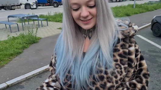 Kinky teen babe sucks cocks empty on rest area toilets