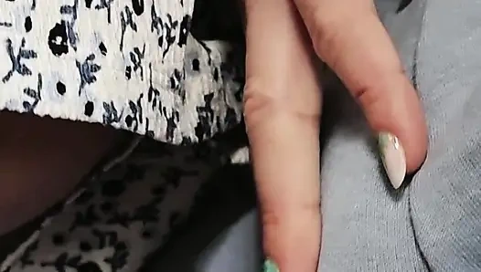 Almost Seen when She Touch Stranger's Erection In a Crowded Train. Girl's Panties get Soaked With His  Warm Sperm