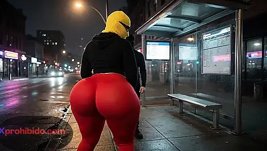 Büyük götlü kız otobüs durağında twerk yapıyor