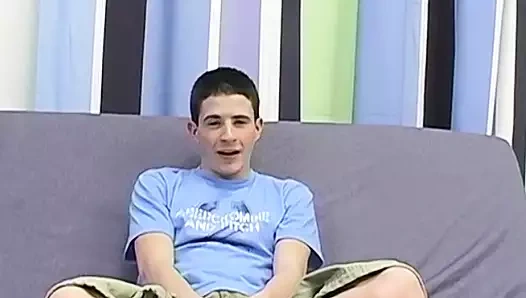 18yo twink Zach Kuwalski jerks off and cums after interview