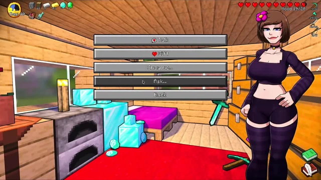 Hornycraft Minecraft parodisi - Jenny Steve'e bir elmas için ateşli bir ayakla muamele çekiyor! (Hentai oyun oyunu)