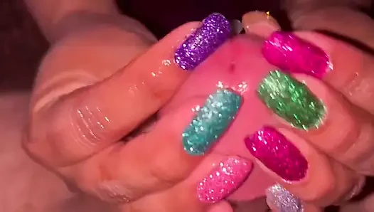 ışıltılı tırnakla mastürbasyon