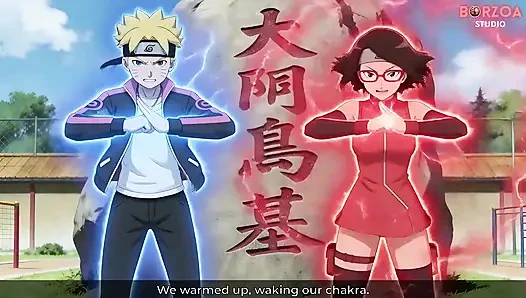 Naruto: Boruto ve Sarada - derin sert eğitim yanlış gidiyor (sansürsüz hentai)