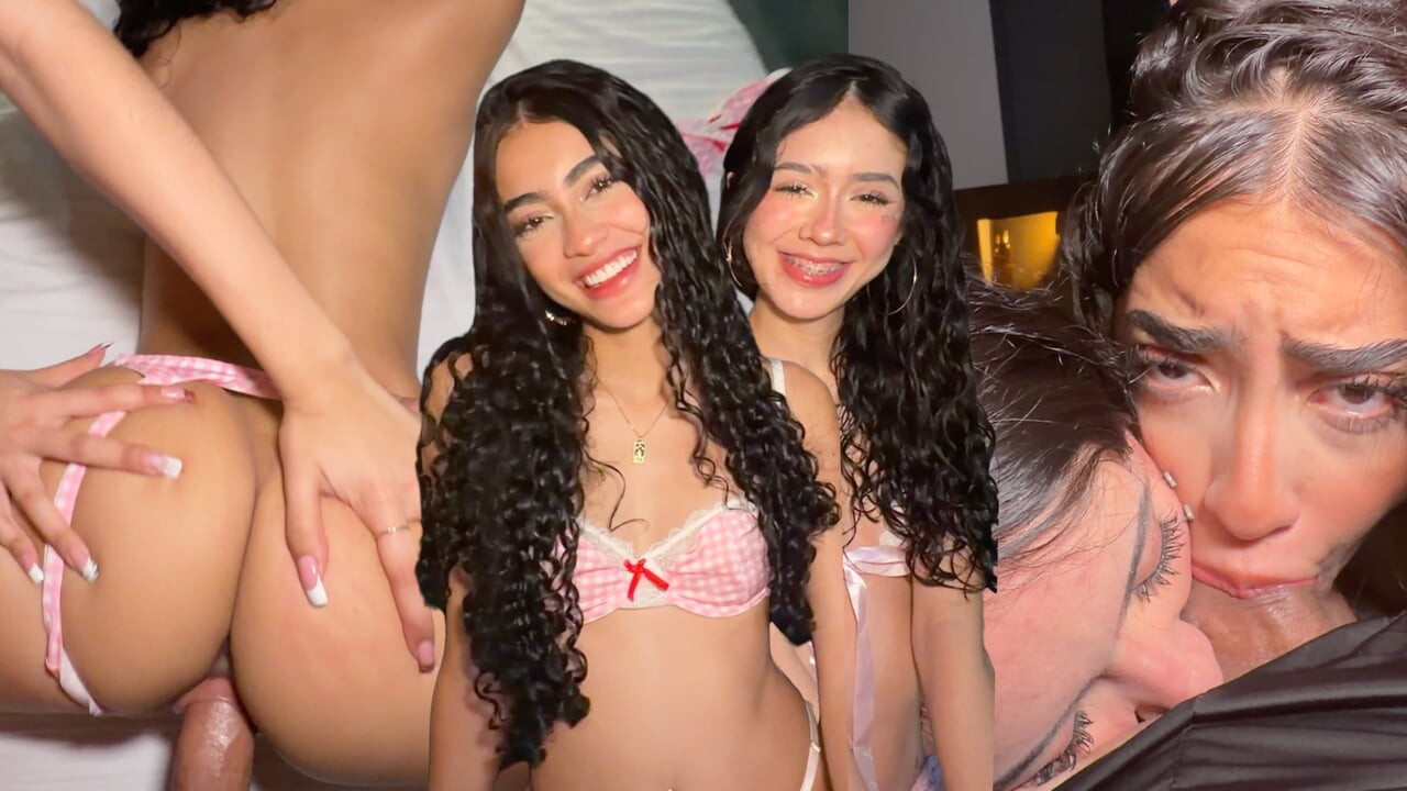 İki 18 yaşındaki latin kızla en iyi derin gırtlak üçlü seksi