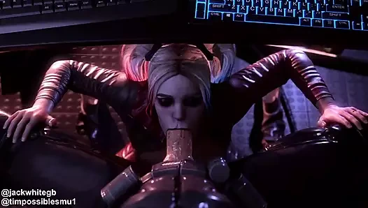 Harley quinn masasının altında sopayı emiyor