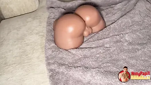 2 Hung Studs Share a Big Fake Ass Toy Double Anal Raw