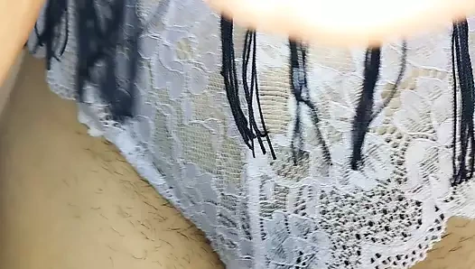 Naughty sexy milf tries on naked clothes. Latin hairy pussy tries on clothes in bed.