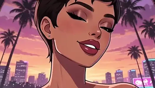 Curvy Anime MILF Huge Boobs Sunset Cyber City Tease